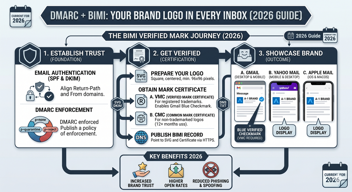 DMARC + BIMI: Show Your Brand Logo in Gmail, Yahoo & Apple Mai